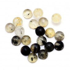 Black dot quartz 4mm round cabochon 0.32 cts